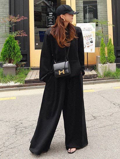 Loose Urban Wide Leg Elastic Waist Pants