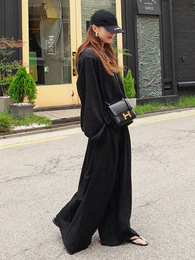Loose Urban Wide Leg Elastic Waist Pants