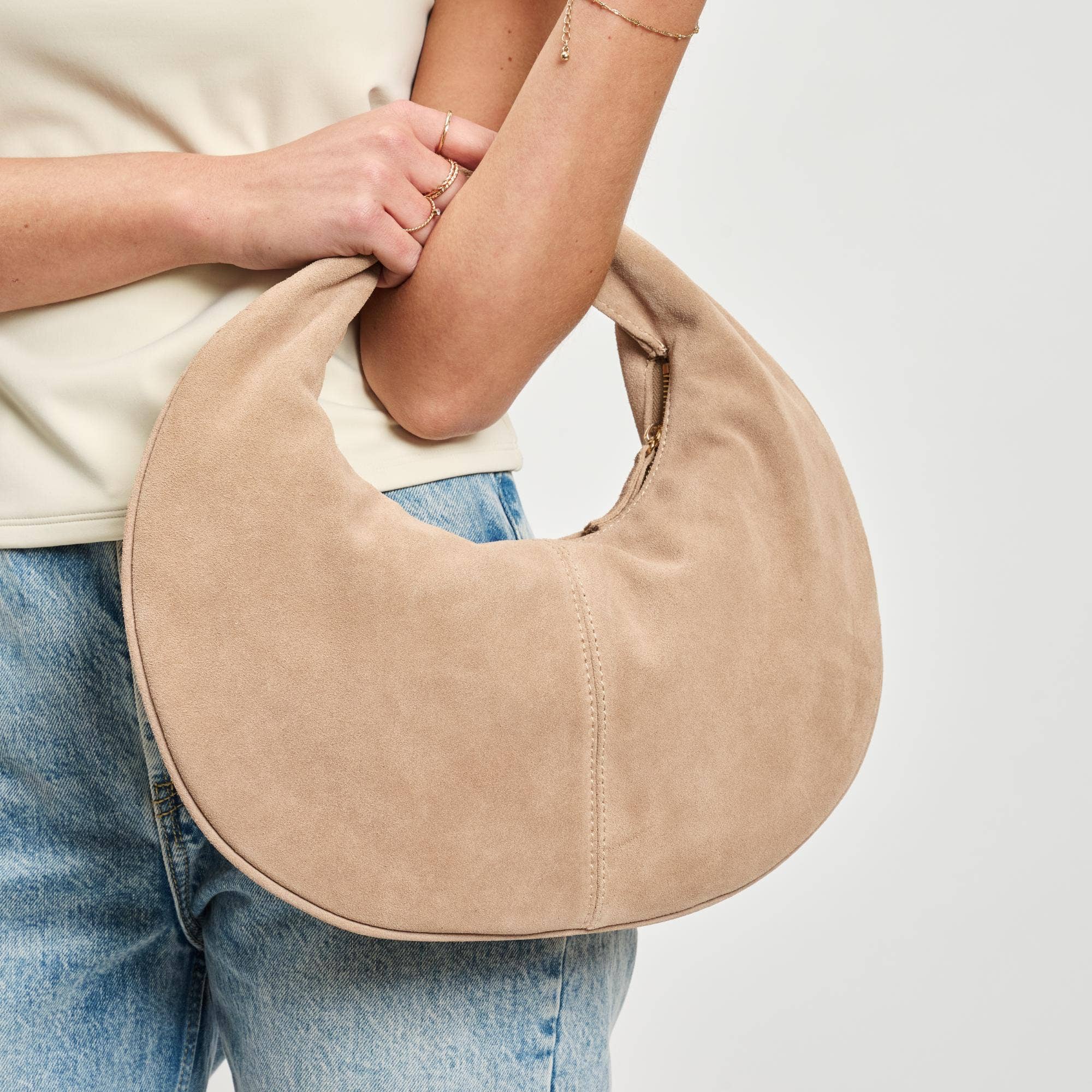 Farrah Genuine Suede Leather Hobo