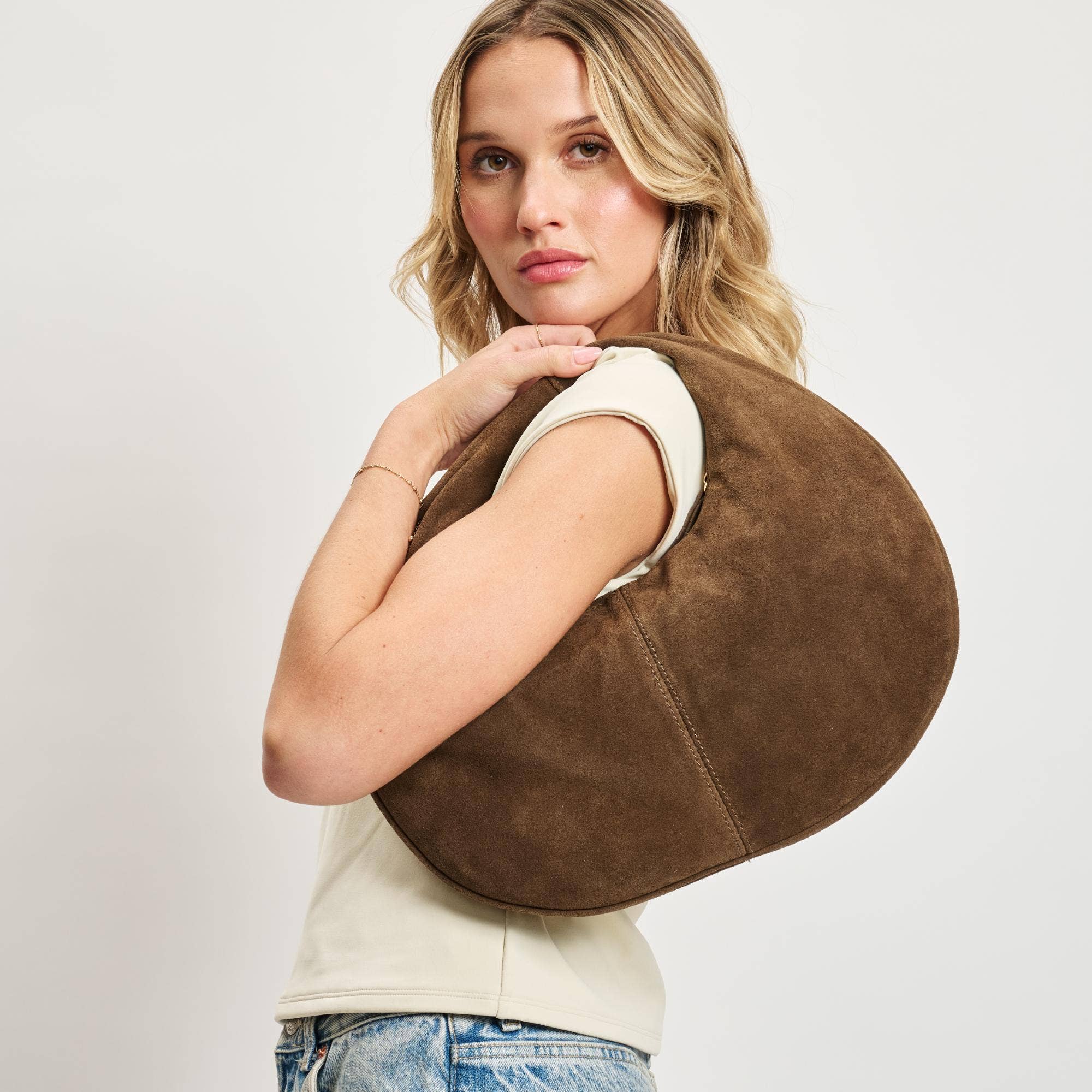 Farrah Genuine Suede Leather Hobo