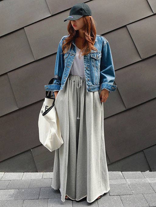 Loose Urban Wide Leg Elastic Waist Pants