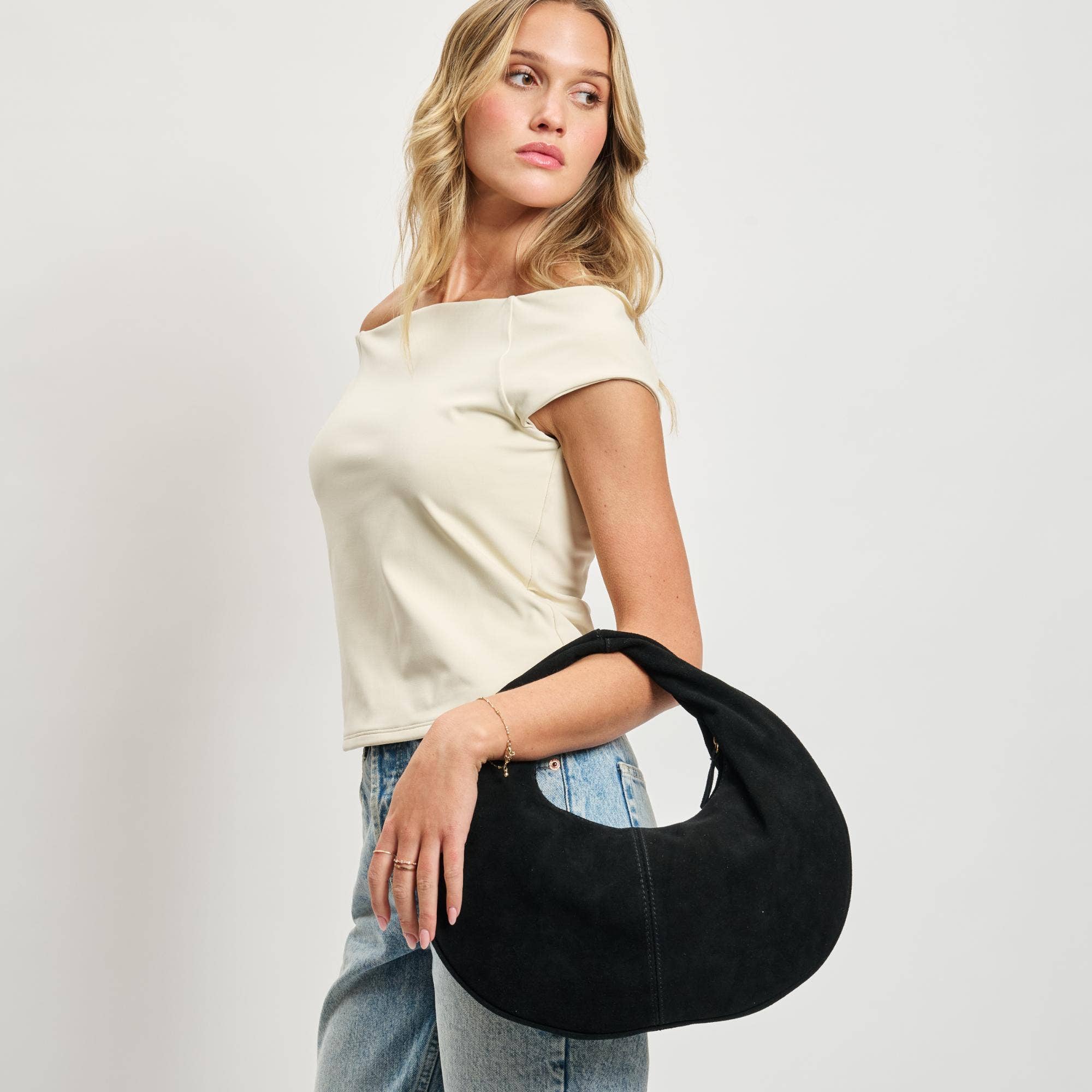 Farrah Genuine Suede Leather Hobo