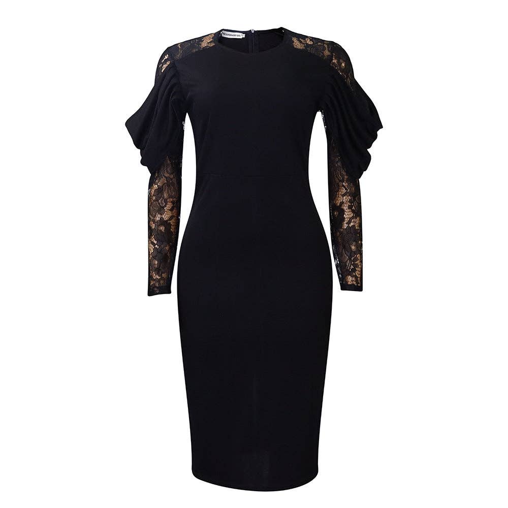 DREAM VERA APPAREL - Elegant Lace Panel Bodycon Dress