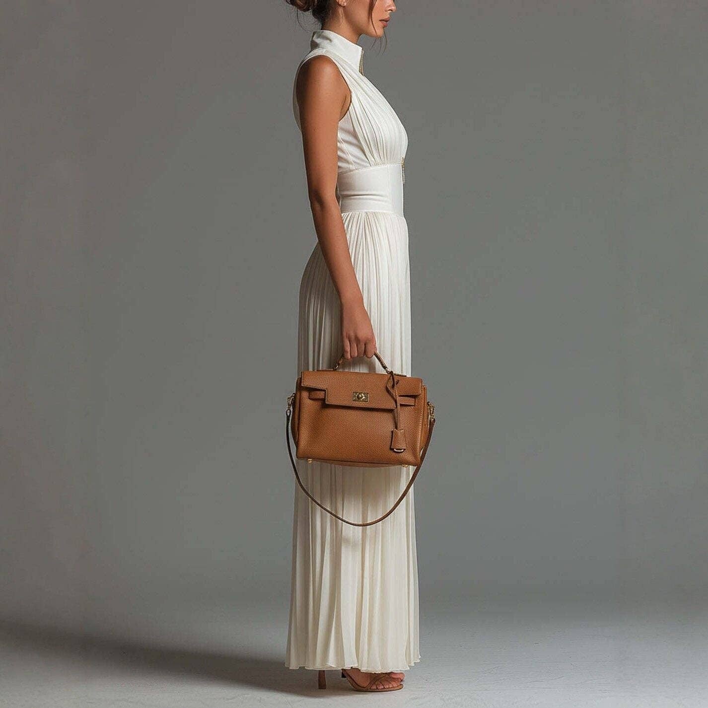 Crisscross Halter Jumpsuit Pleated Wide Leg Long