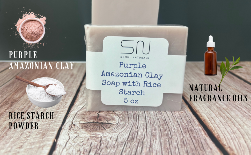 Purple Amazonian Clay Soap with Rice Starch, 5 oz - Wholesale