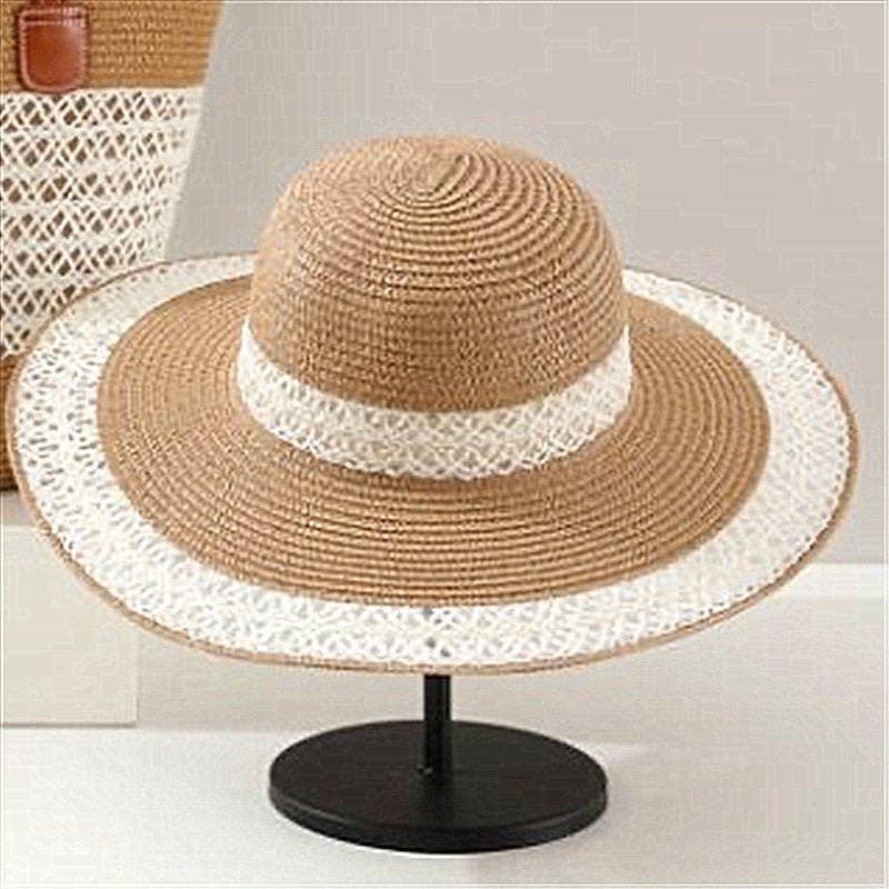 Large Capacity Straw Tote Bag & Wide Brim Sun Hat Set For Outdoor Travel