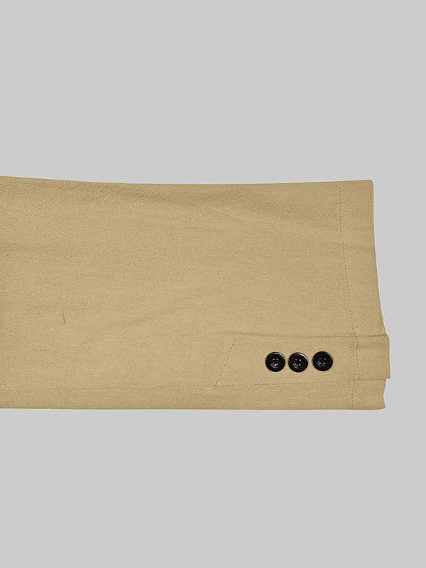 Long Sleeves Buttoned Collarless Outerwear Top + Wide Leg Belted Jumpsuits Two Pieces Set