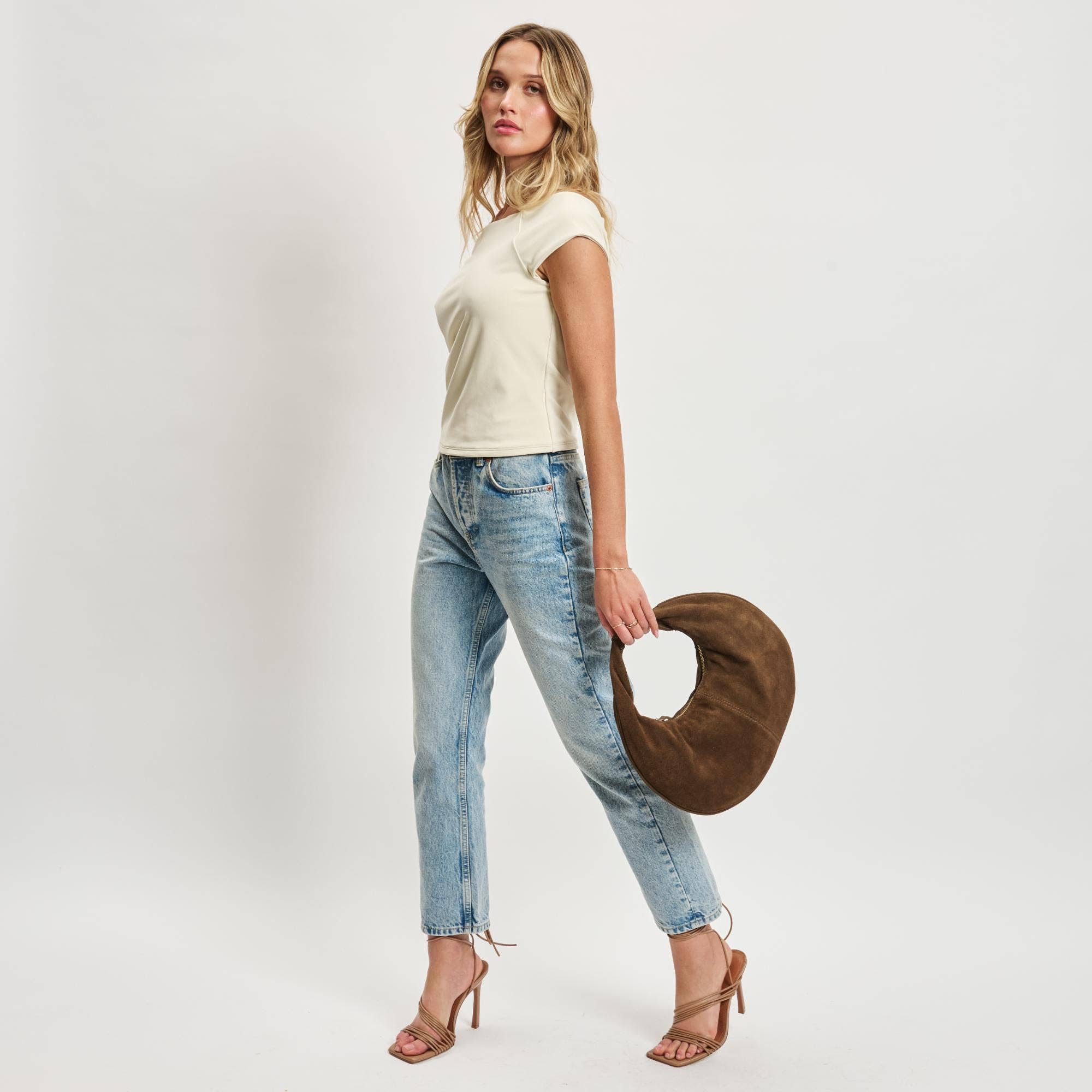 Farrah Genuine Suede Leather Hobo